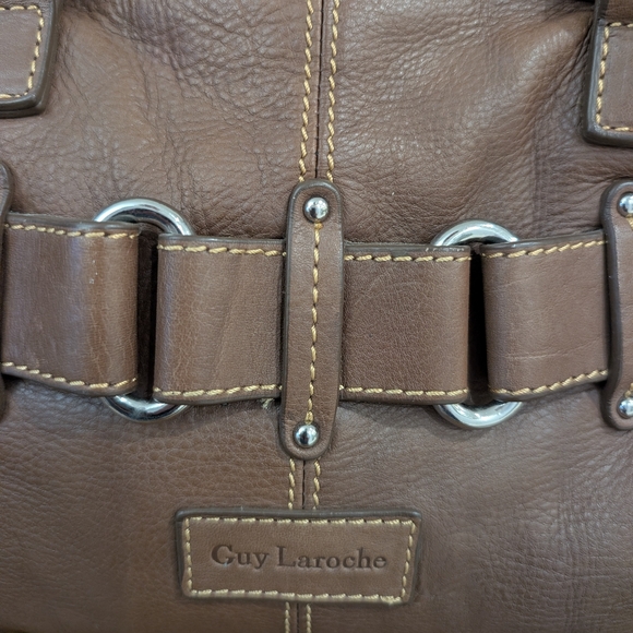 Guy Laroche Leather Handbag Chocolate Brown Leather Shoulder bag - Picture 10 of 16
